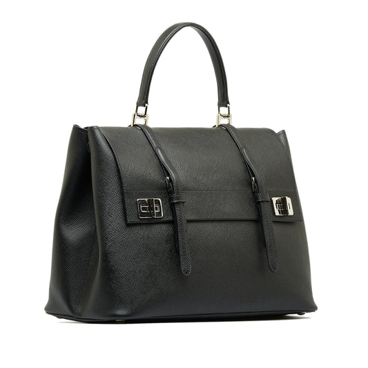 Prada Saffiano Double Turnlock Satchel (SHG-YAGoX0)