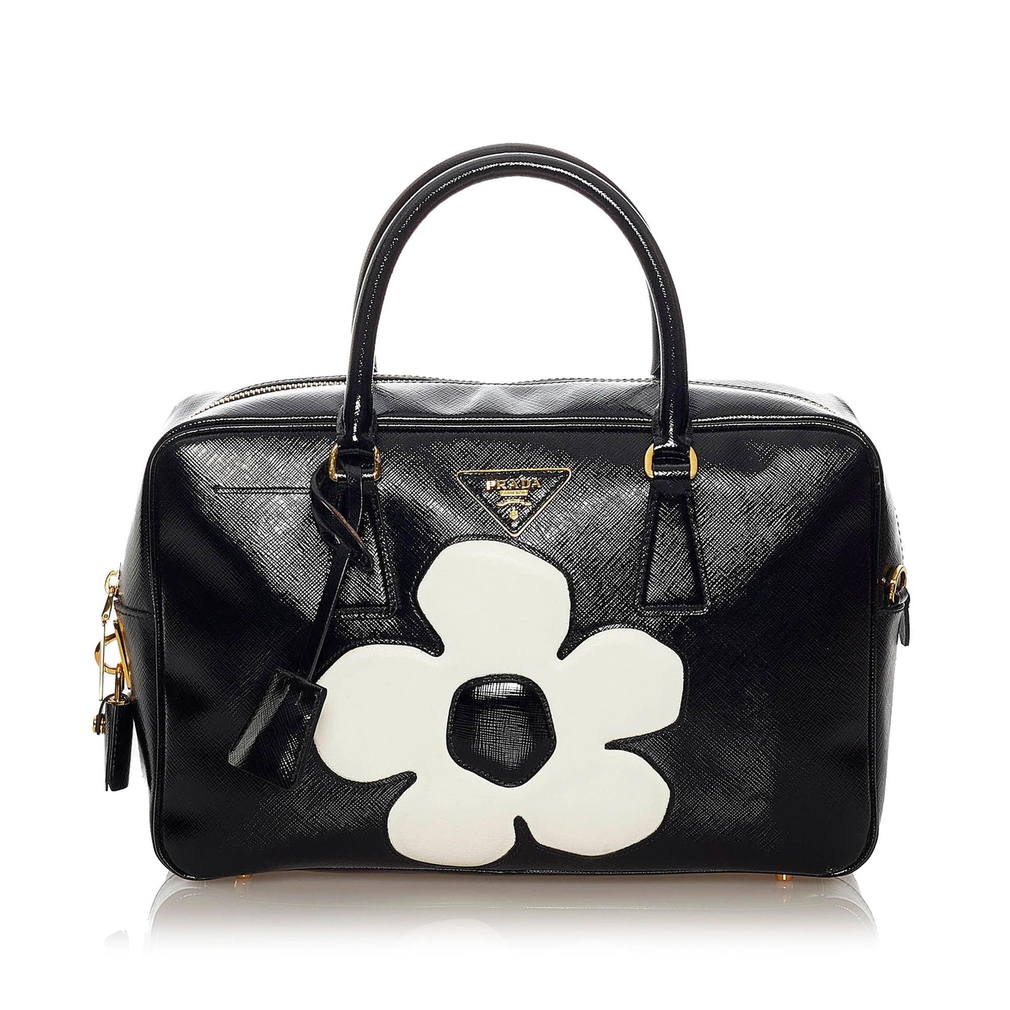 Prada Saffiano Flower Satchel (SHG-28160)