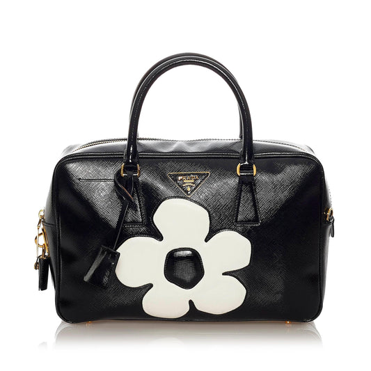 Prada Saffiano Flower Satchel (SHG-28160)