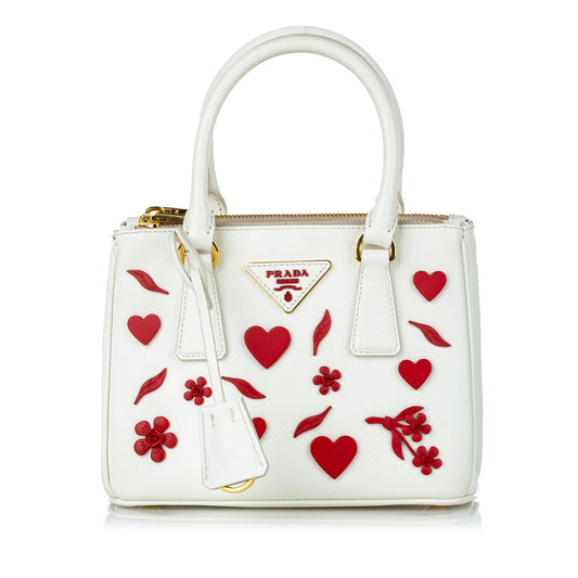 Prada Saffiano Galleria Heart Double Zip Handbag (SHG-29673)