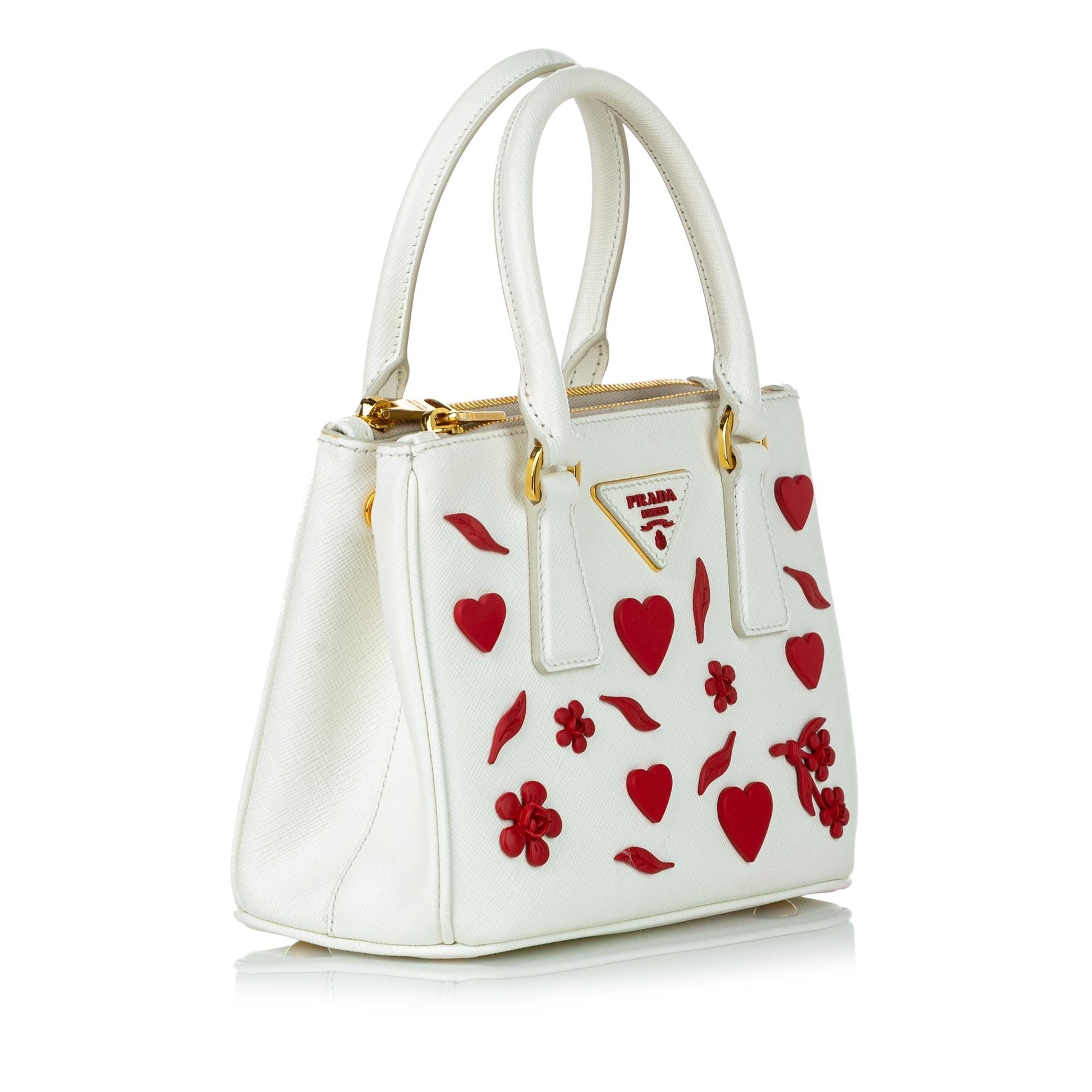Prada Saffiano Galleria Heart Double Zip Handbag (SHG-29673)