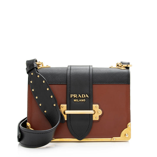 Prada Saffiano Leather Cahier Shoulder Bag (SHF-23798)