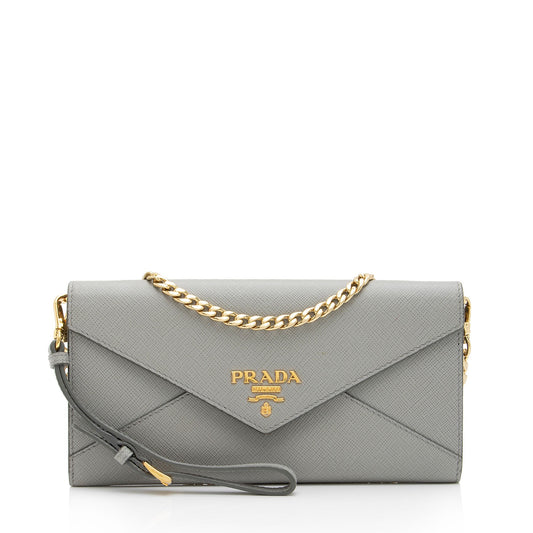 Prada Saffiano Leather Envelope Wallet on Chain Bag (SHF-97HrAQ)