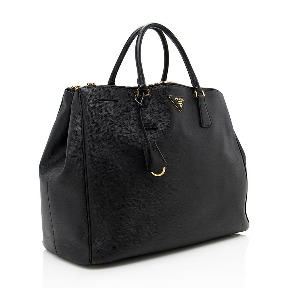 Prada Saffiano Leather Lux Double-Zip Large Tote  
