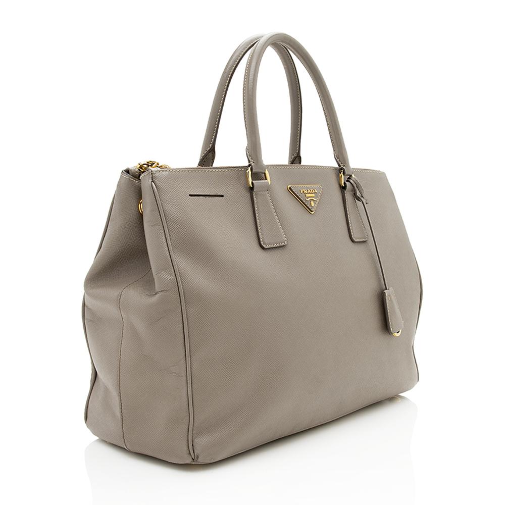 Prada Saffiano Leather Lux Double-Zip Medium Tote  