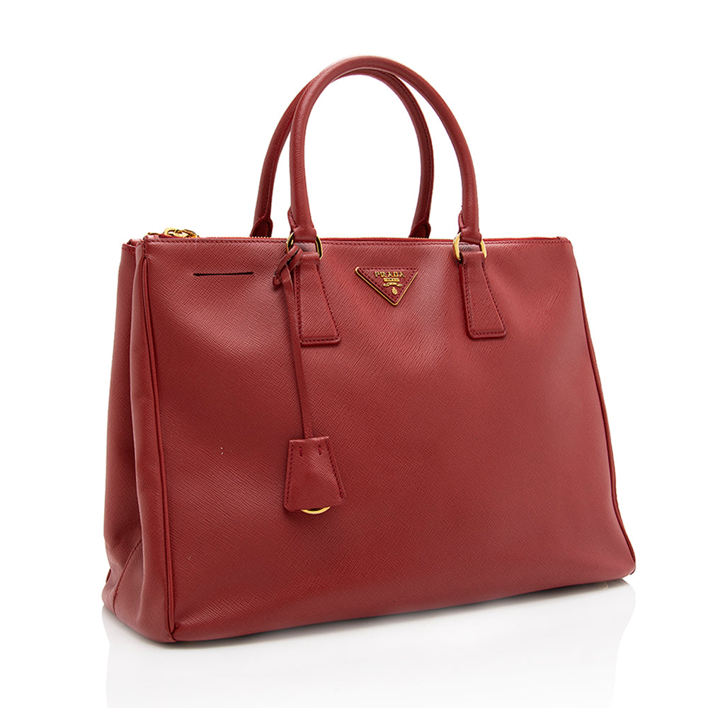 Prada Saffiano Leather Lux Double-Zip Medium Tote - FINAL (SHF-18141)