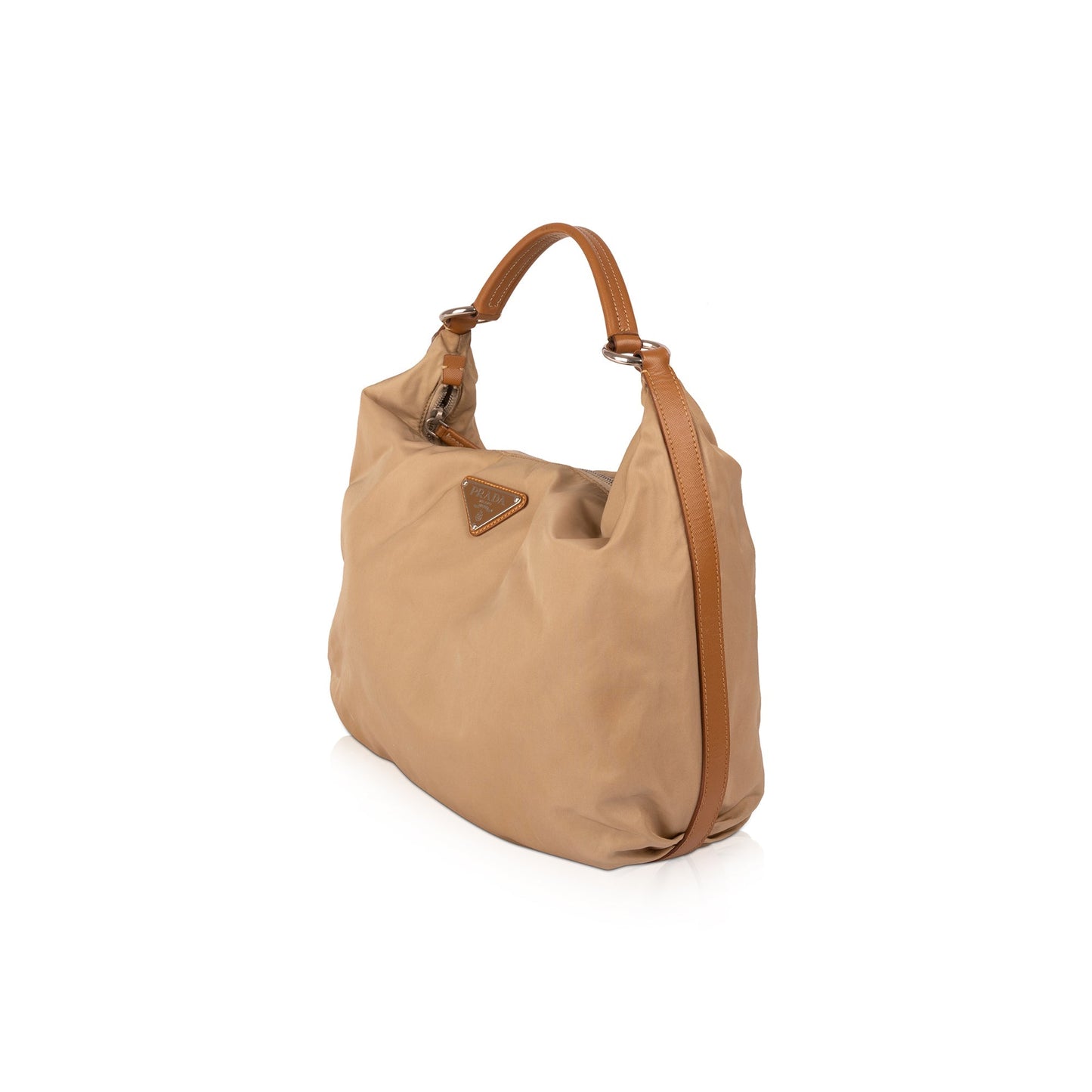 Prada Saffiano Leather-Trimmed Tessuto Hobo
