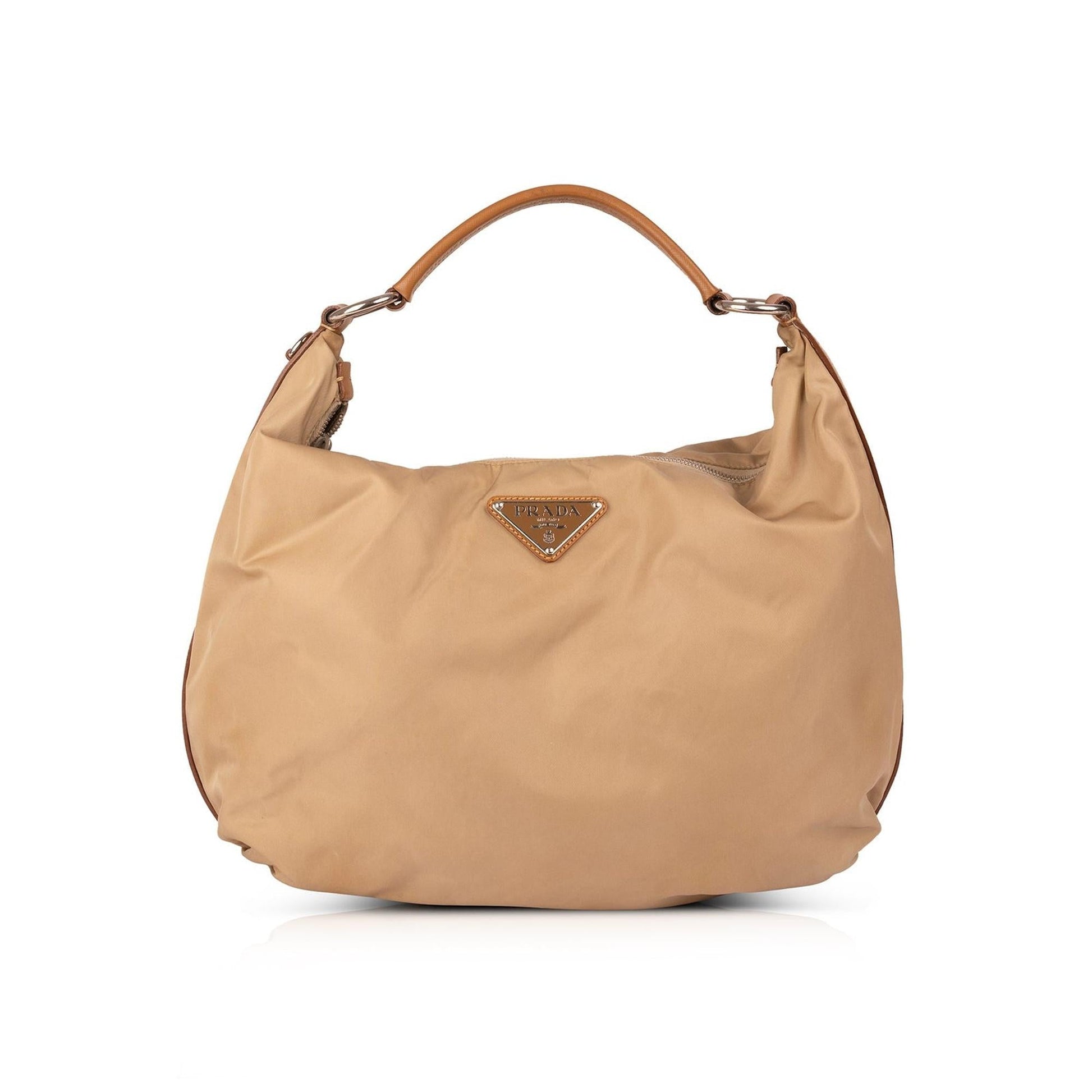 Prada Saffiano Leather-Trimmed Tessuto Hobo