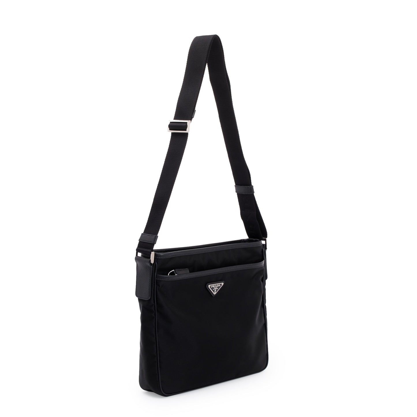 Prada Saffiano Leather-Trimmed Tessuto Nylon Messenger Bag
