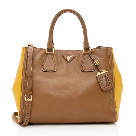 Prada Saffiano Lux Bi-color Medium Tote (SHF-19540)