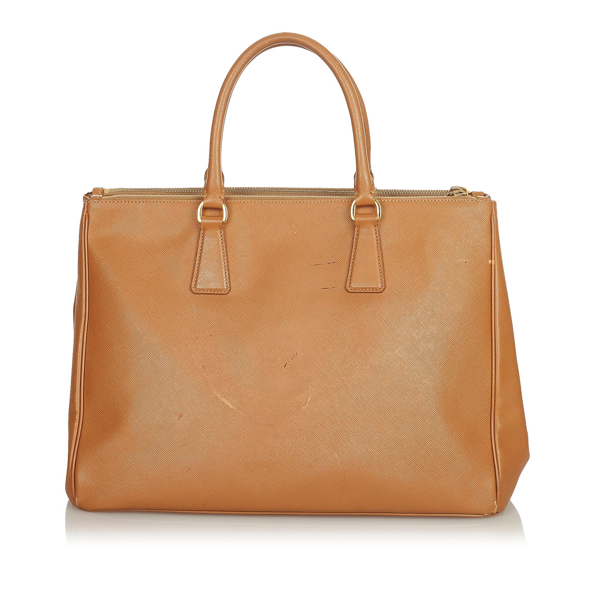Prada Saffiano Lux Double Zip Galleria Handbag (SHG-32566)