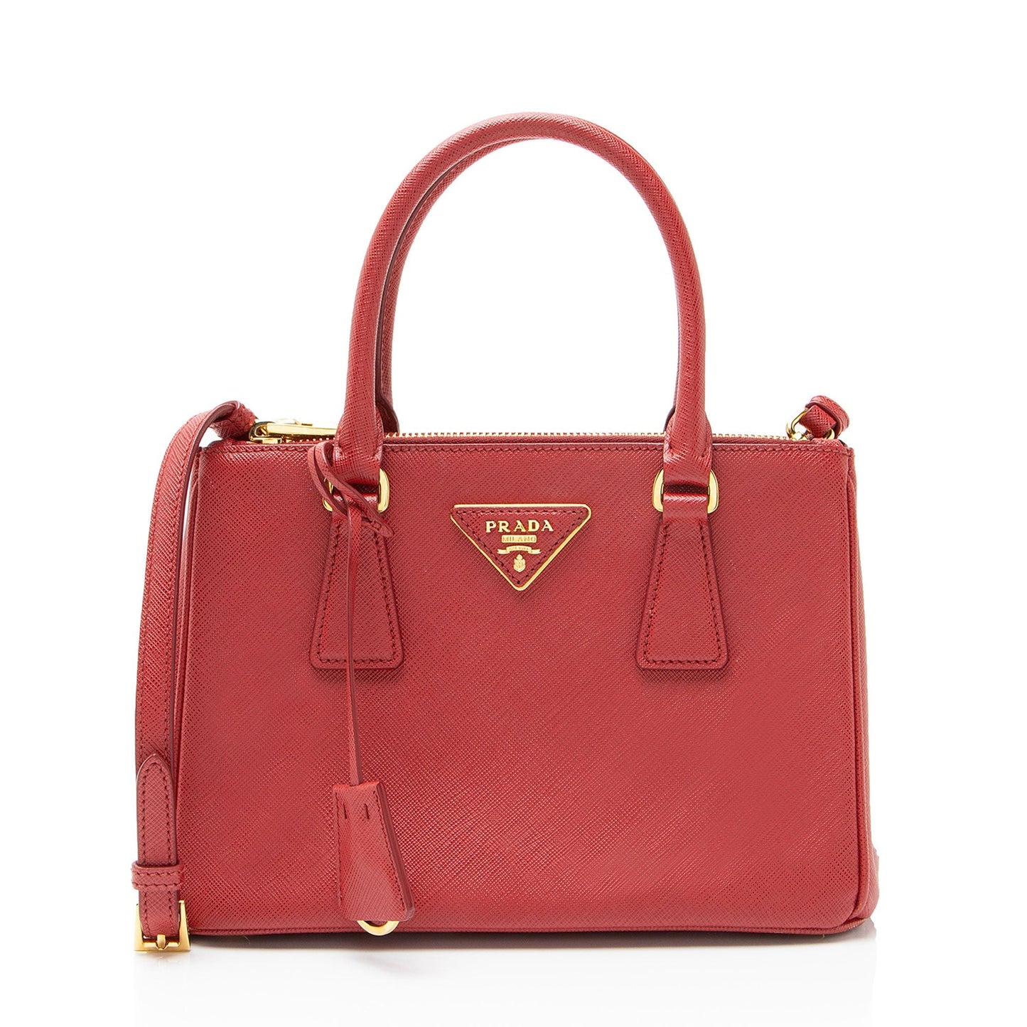 Prada Saffiano Lux Double Zip Small Tote