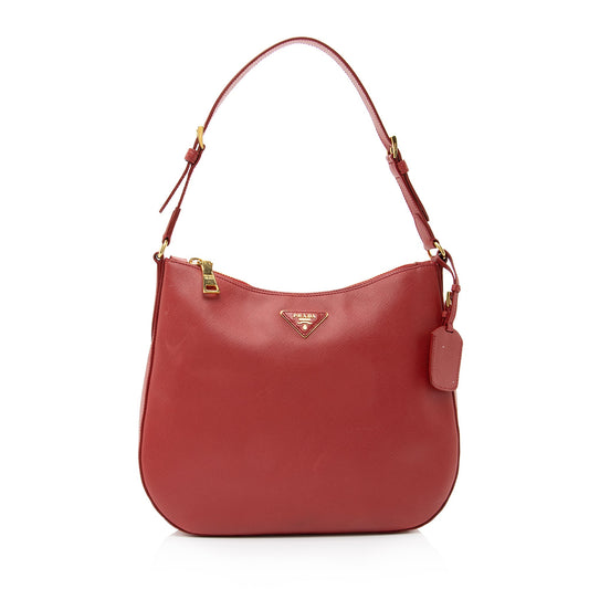 Prada Saffiano Lux Zip Medium Hobo (SHF-22986)