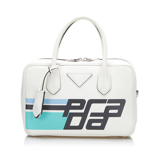 Prada Saffiano Racing Bauletto Satchel (SHG-o2h0Xx)