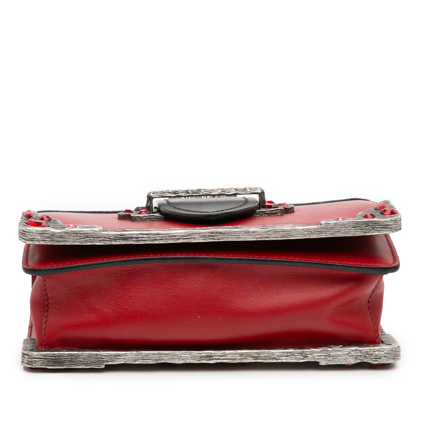 Prada Saffiano Trimmed City Calf Crystal Cahier Crossbody