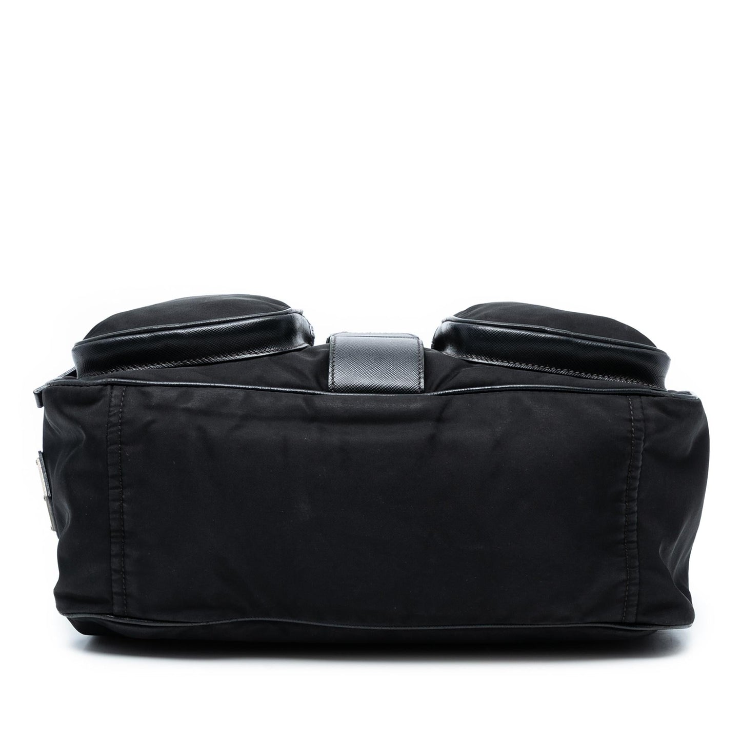 Prada Saffiano Trimmed Tessuto Buckle Messenger Bag