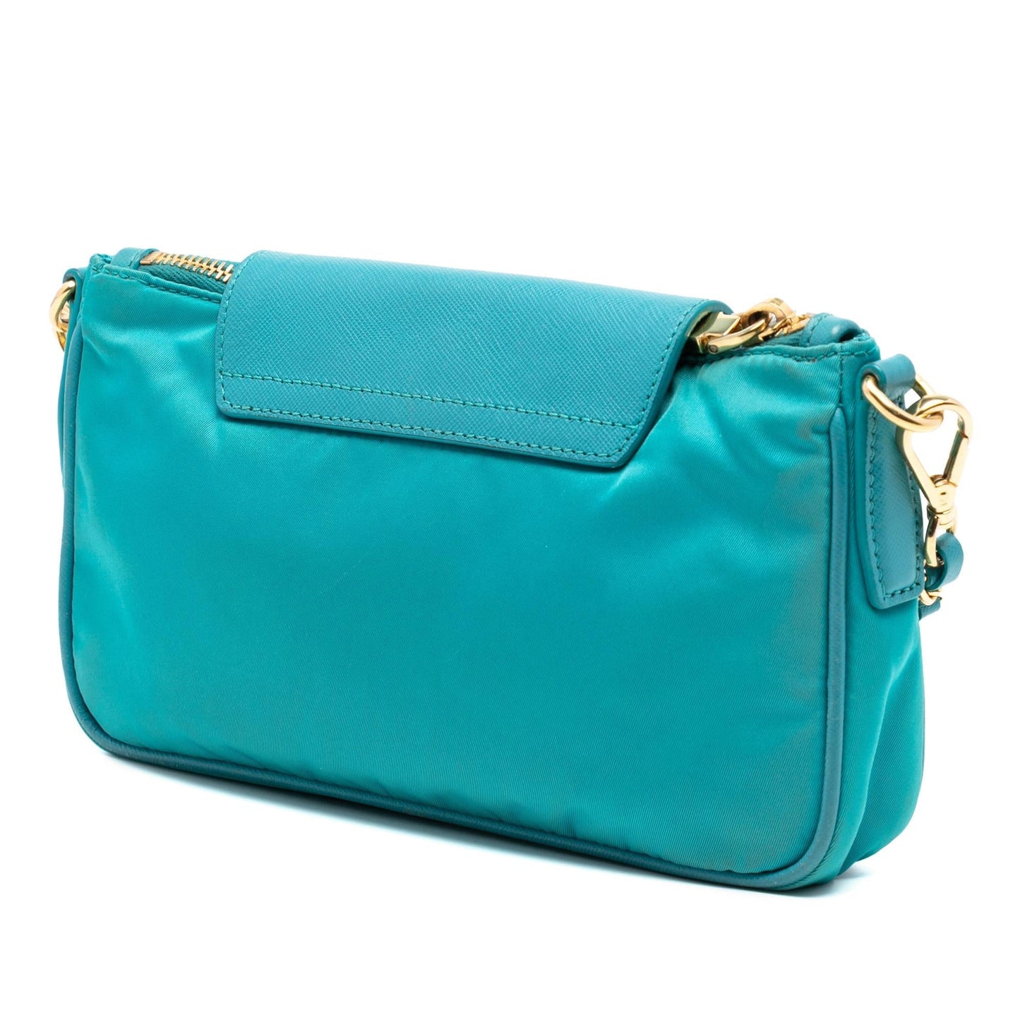 Prada Saffiano Trimmed Tessuto Chain Crossbody