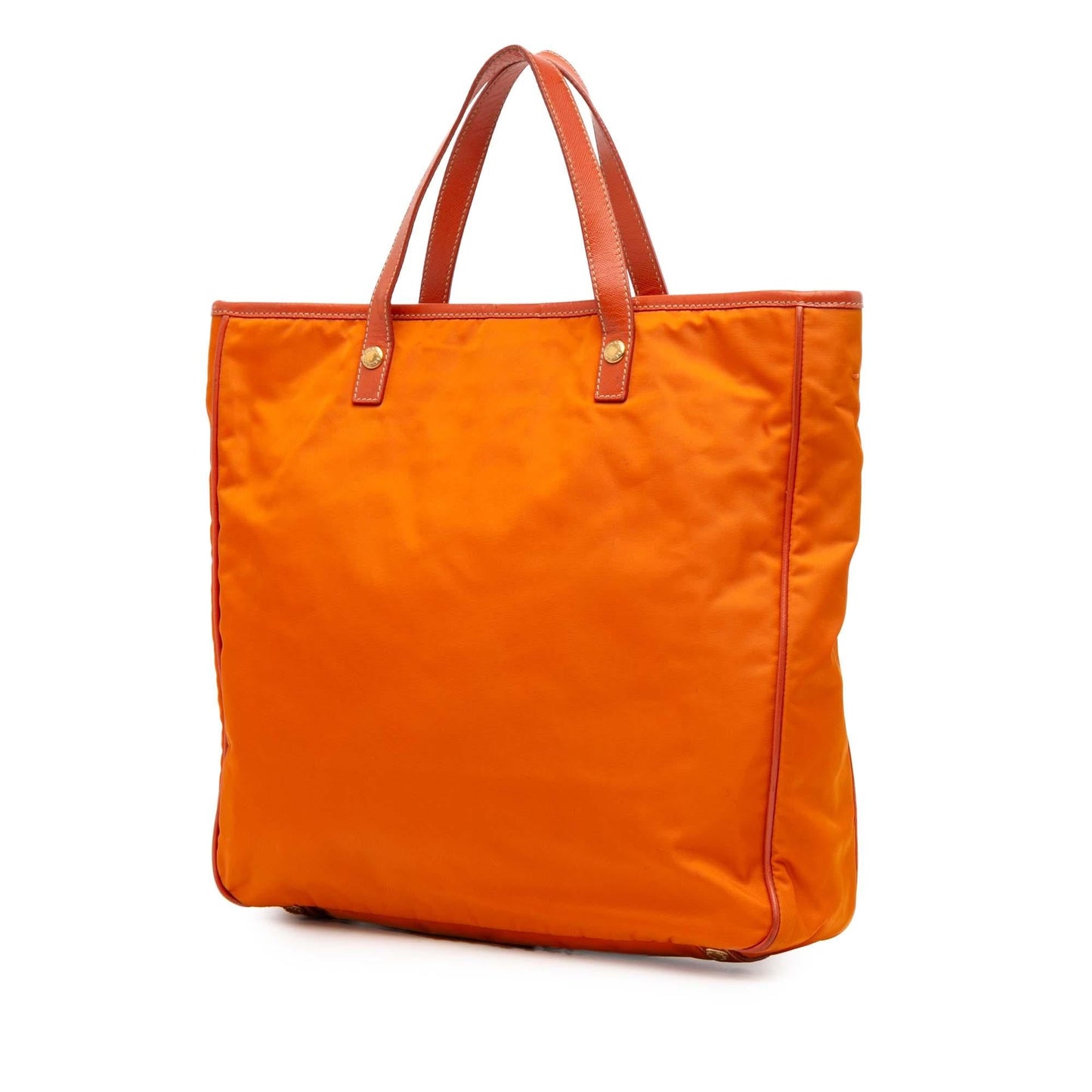Prada Saffiano Trimmed Tessuto Logo Oro Satchel
