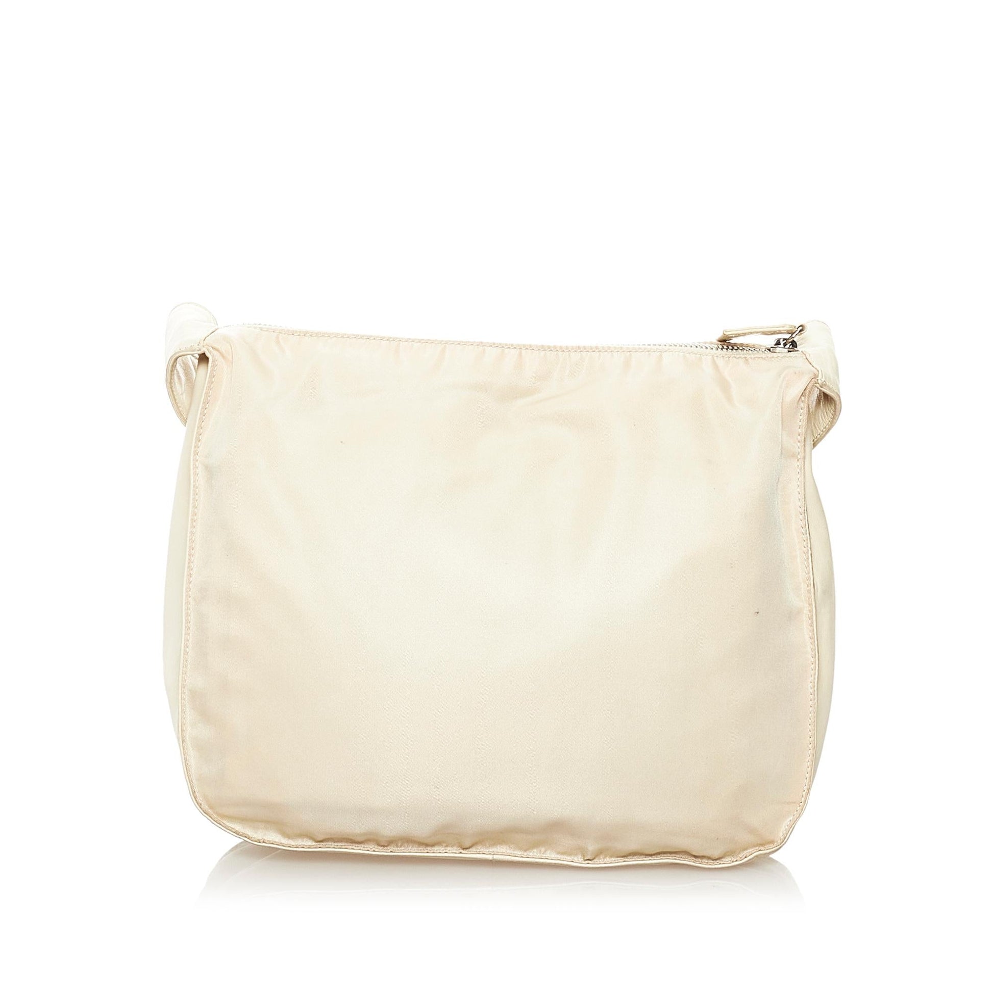 Prada Saffiano Trimmed Tessuto Shoulder Bag (SHG-32896)