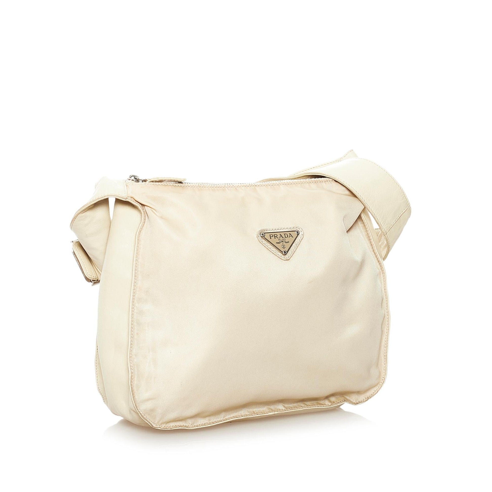 Prada Saffiano Trimmed Tessuto Shoulder Bag (SHG-32896)