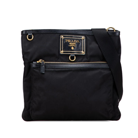 Prada Saffiano Trimmed Tessuto Snap Crossbody