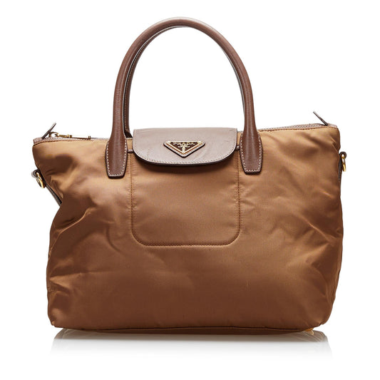Prada Saffiano-Trimmed Tessuto Tote (SHG-37099)