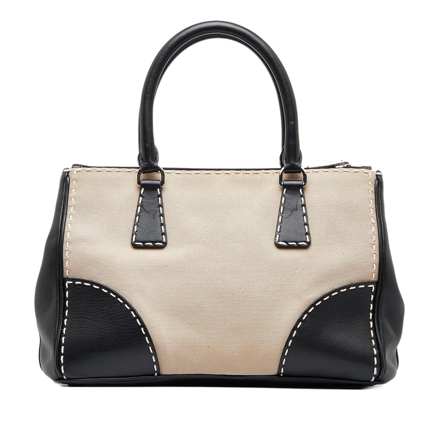Prada Small City Calf Hand Stitched Galleria Double Zip (SHG-8e9XNd) Luxury Handbag