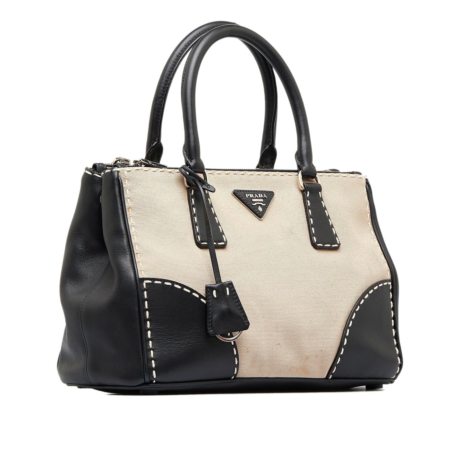 Prada Small City Calf Hand Stitched Galleria Double Zip (SHG-8e9XNd) Luxury Handbag