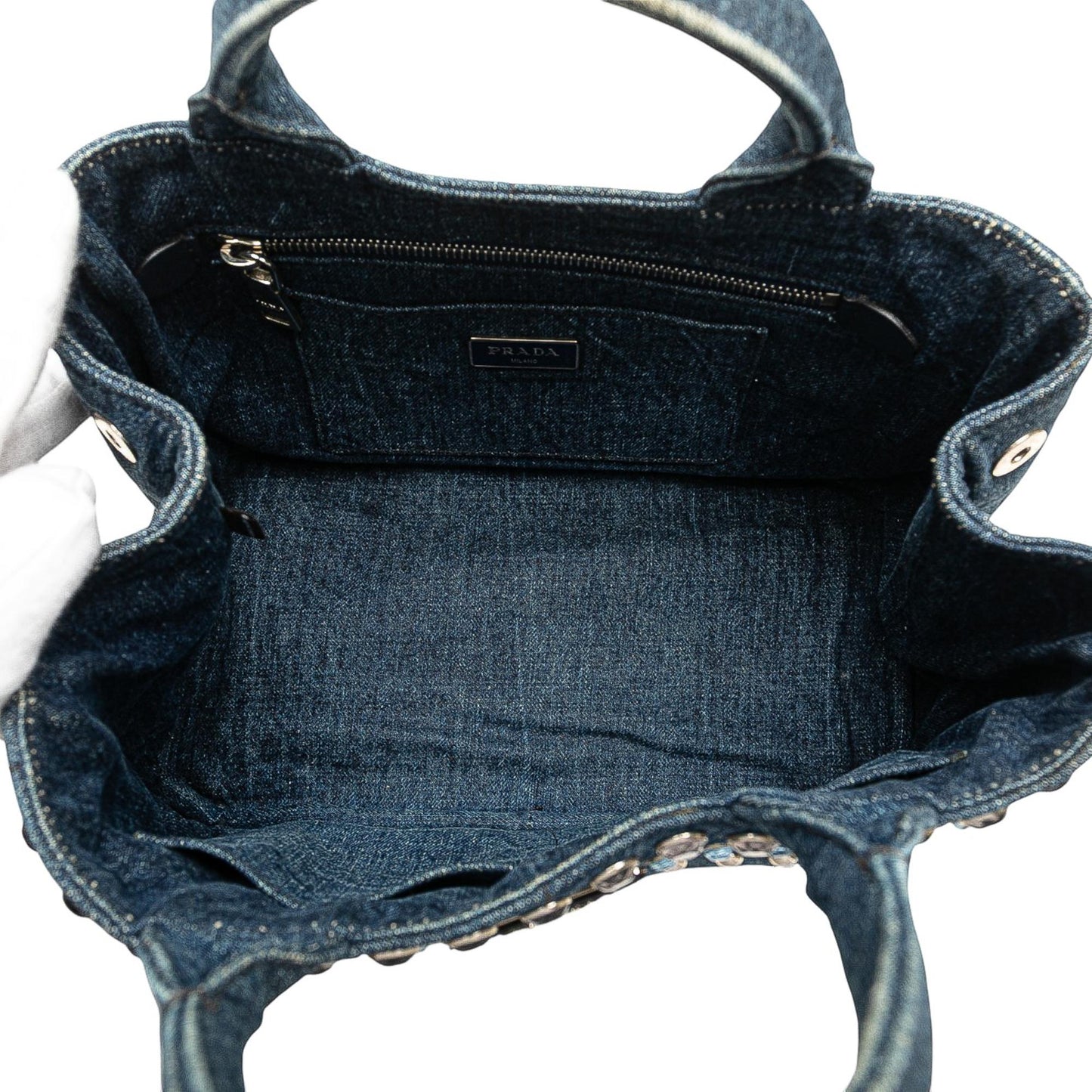 Prada Small Denim Canapa Bijoux Satchel