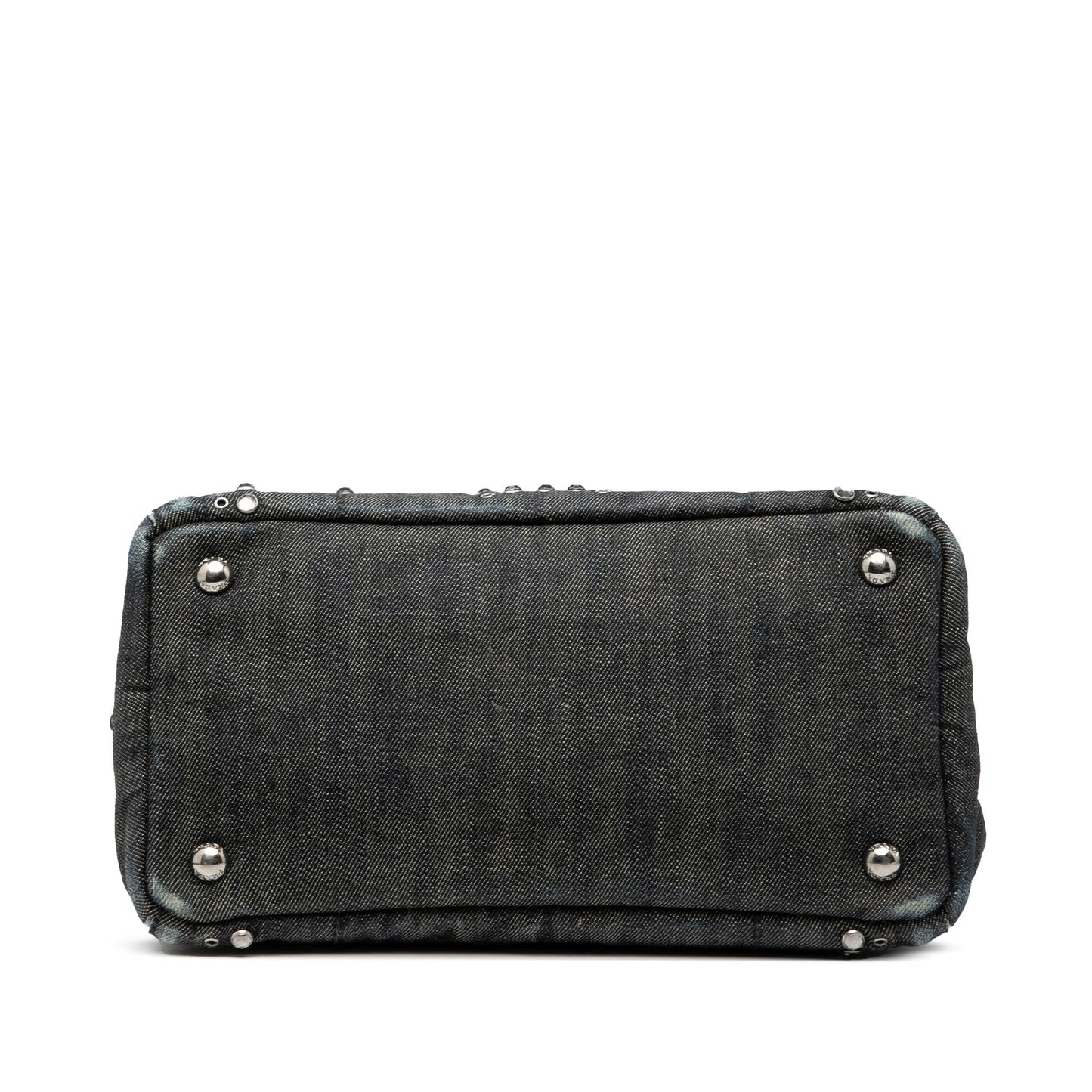 Prada Small Denim Canapa Bijoux and Grommet Satchel