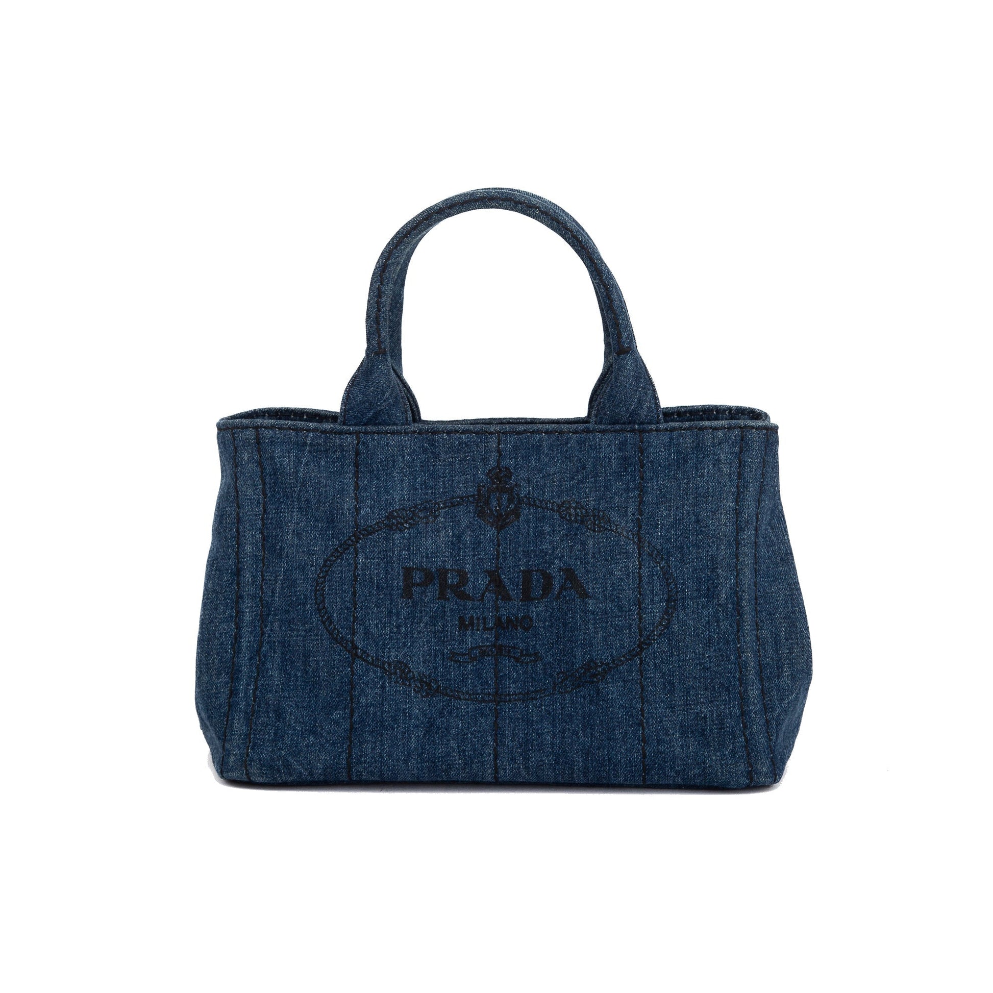 Prada Small Denim Canapa Logo Tote
