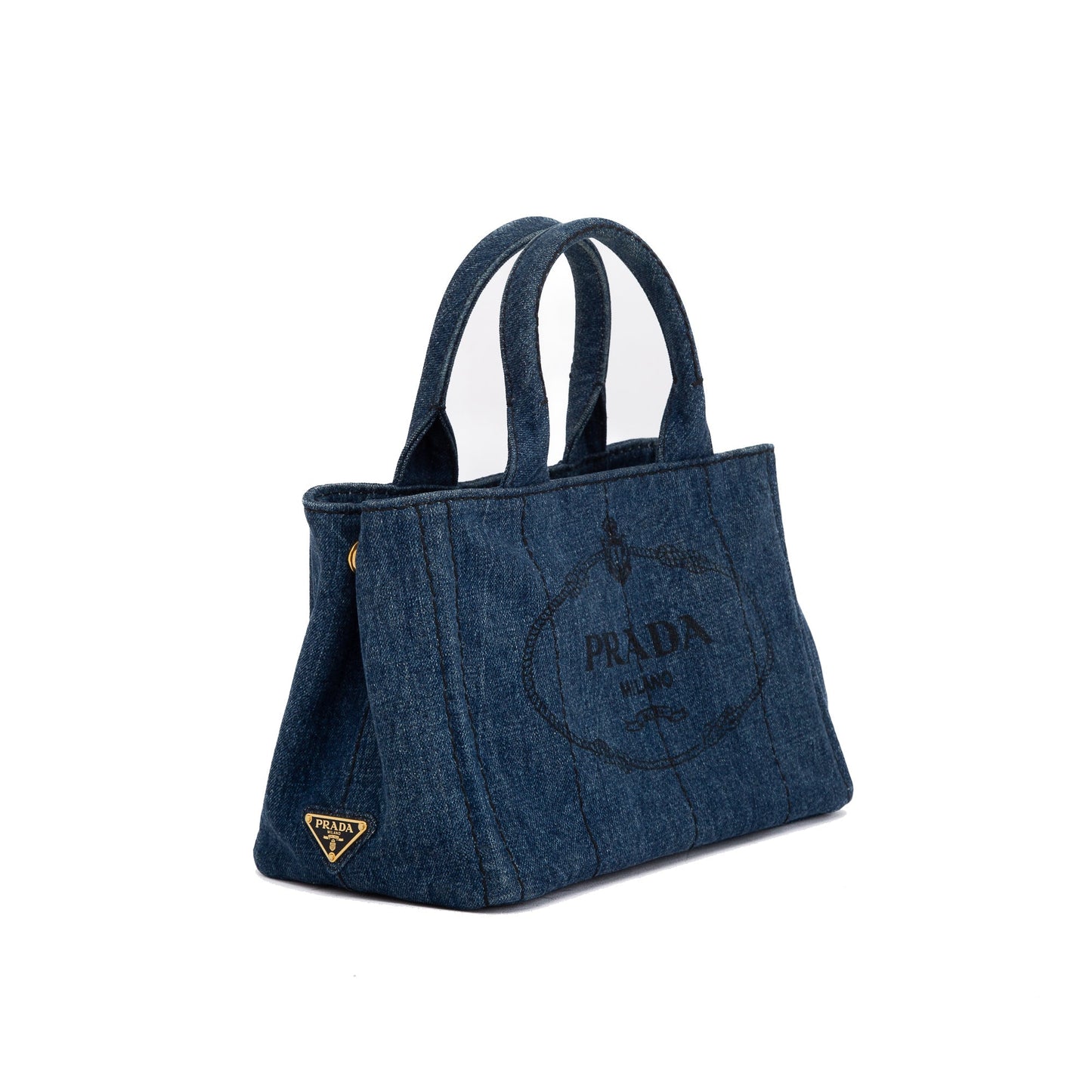 Prada Small Denim Canapa Logo Tote