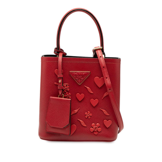Prada Small Embellished Saffiano Cuir Panier Satchel