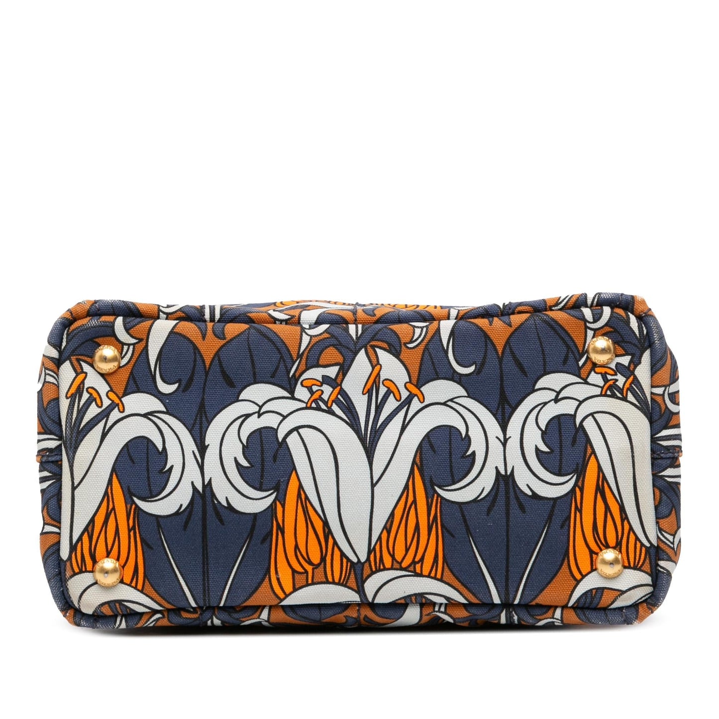 Prada Small Floral Printed Canvas Canapa Satchel