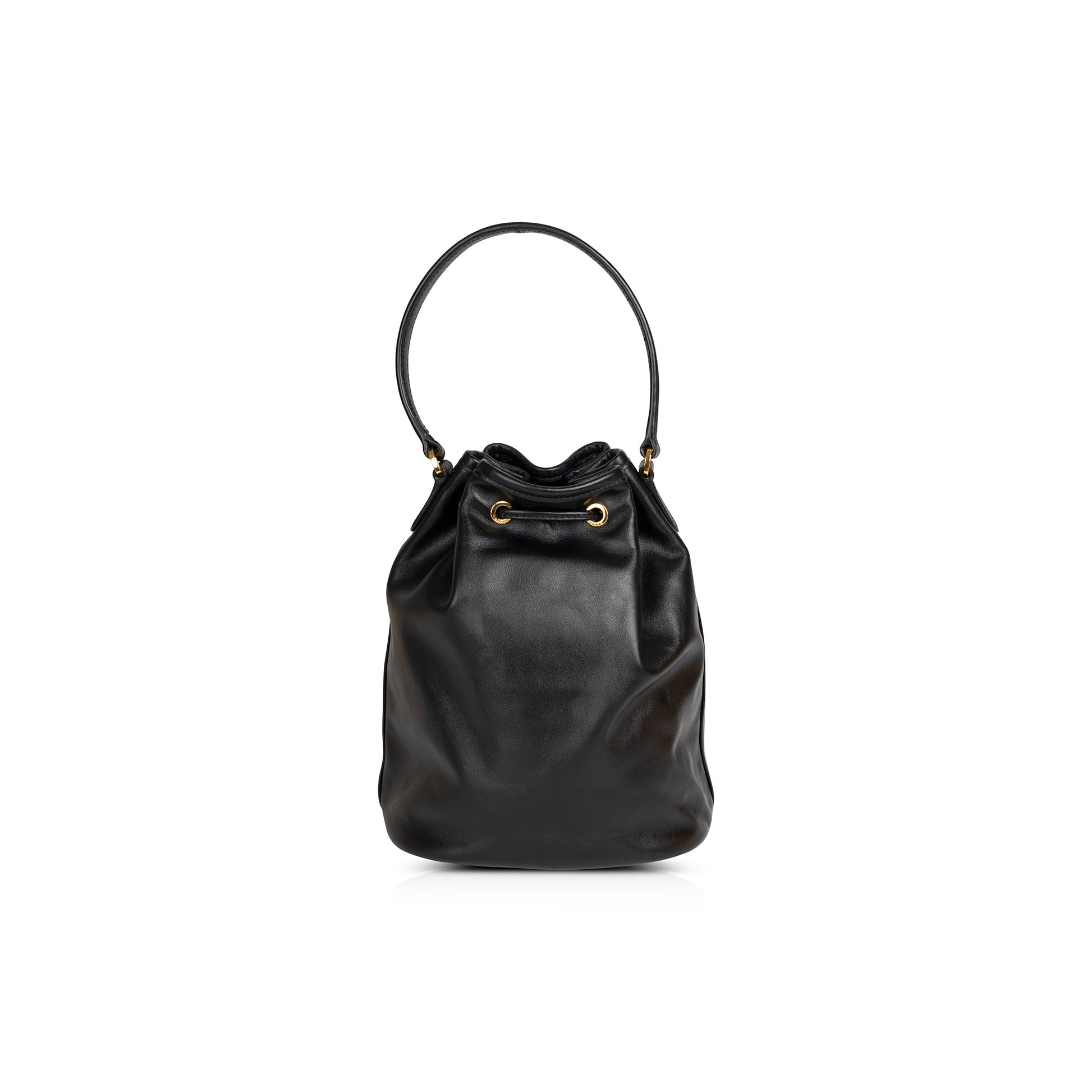 Prada Small Leather Drawstring Bucket Bag