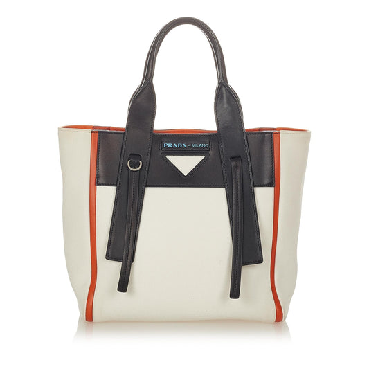 Prada Small Ouverture Canvas Satchel (SHG-26453)