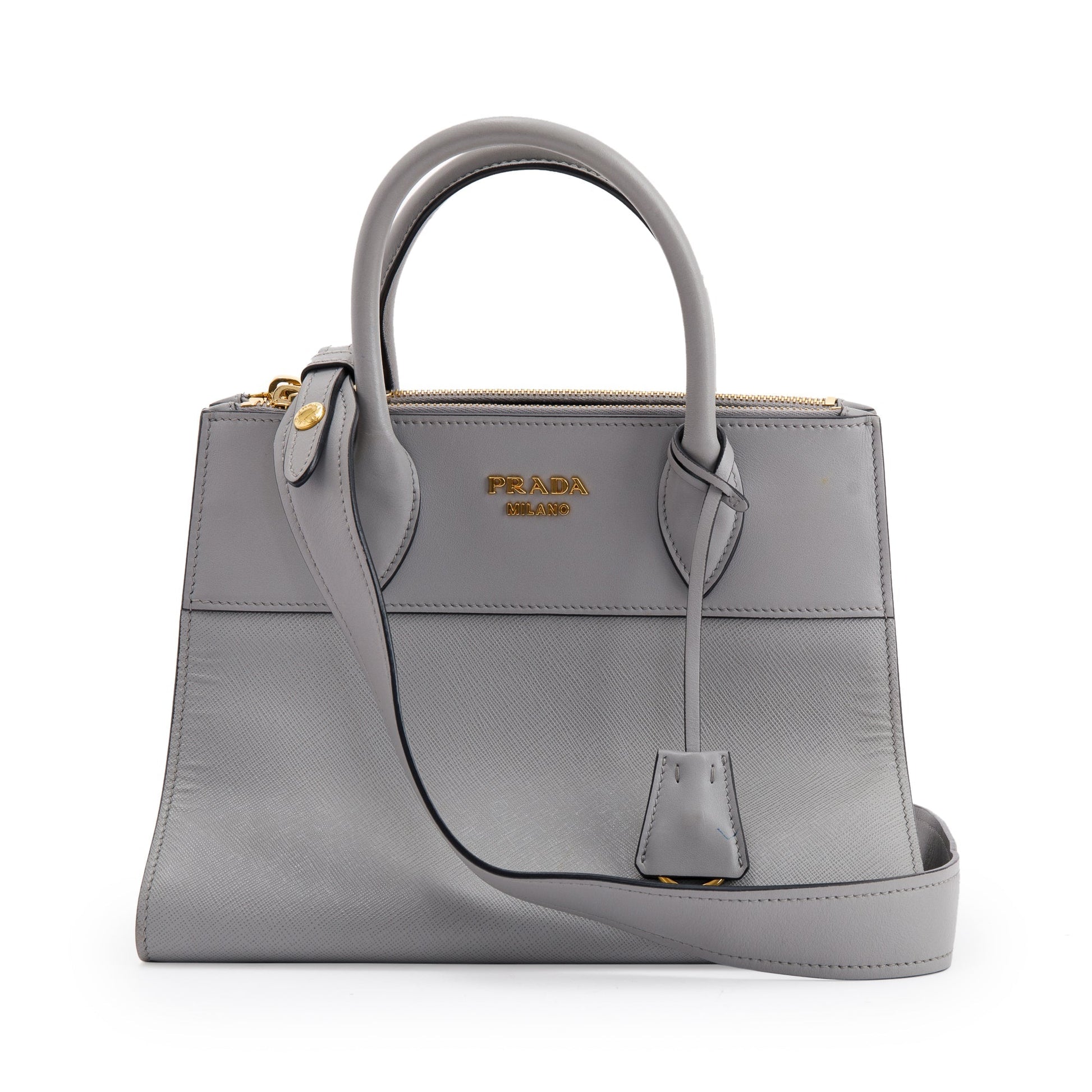 Prada Small Saffiano & City Calf Leather Paradigme Tote
