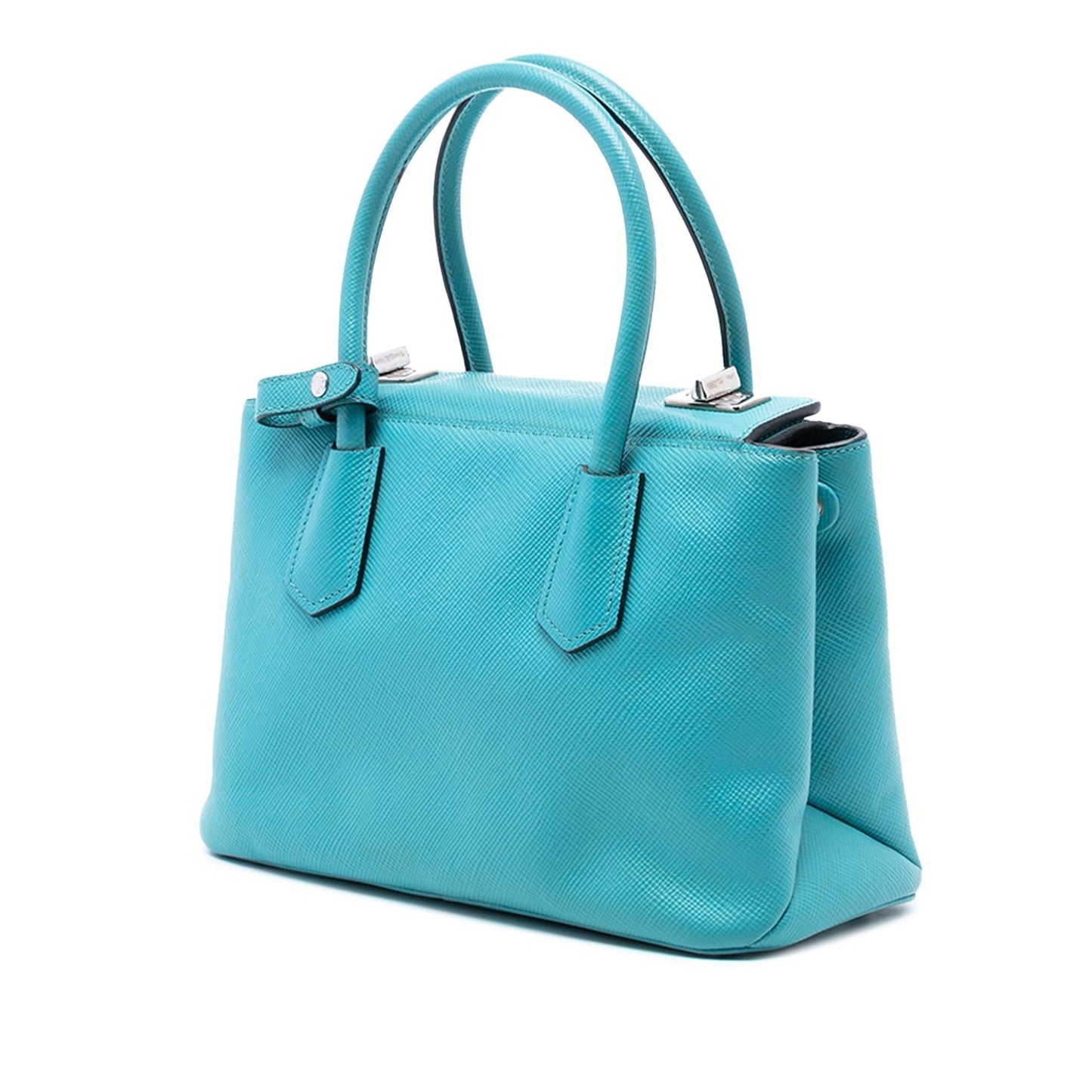 Prada Small Saffiano Cuir Turnlock Twin Satchel
