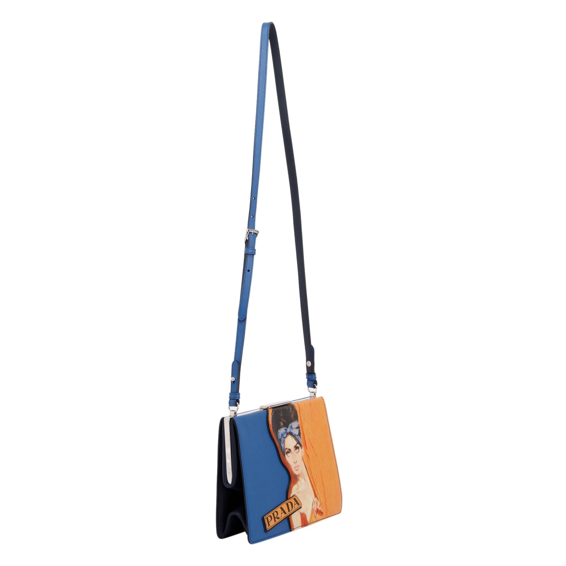 Prada Small Saffiano Patch Comics Light Frame Shoulder Bag