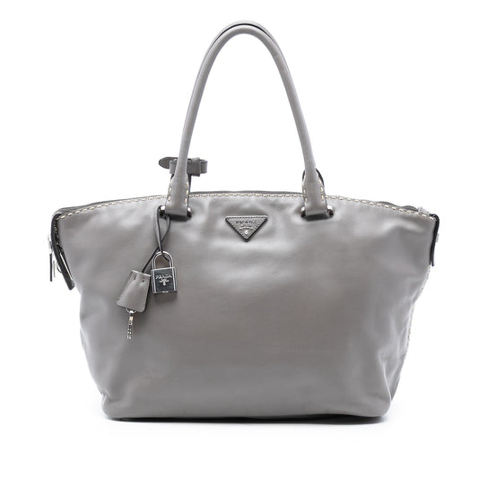 Prada Smooth Calfskin Hand Stitched Double Handle Satchel