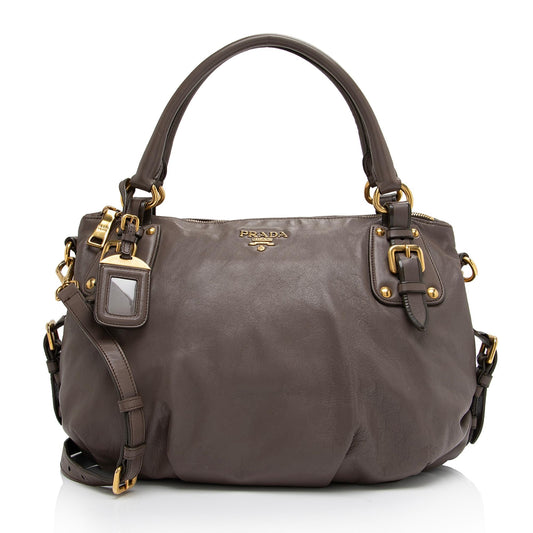 Prada Soft Calf Sacca 2 Manici Medium Satchel (SHF-IrfhQZ)