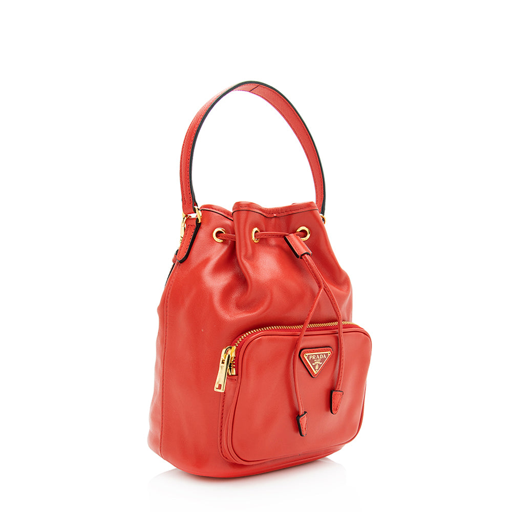 Prada Soft Calf Saffiano Leather Mini Bucket Bag (SHF-20115)