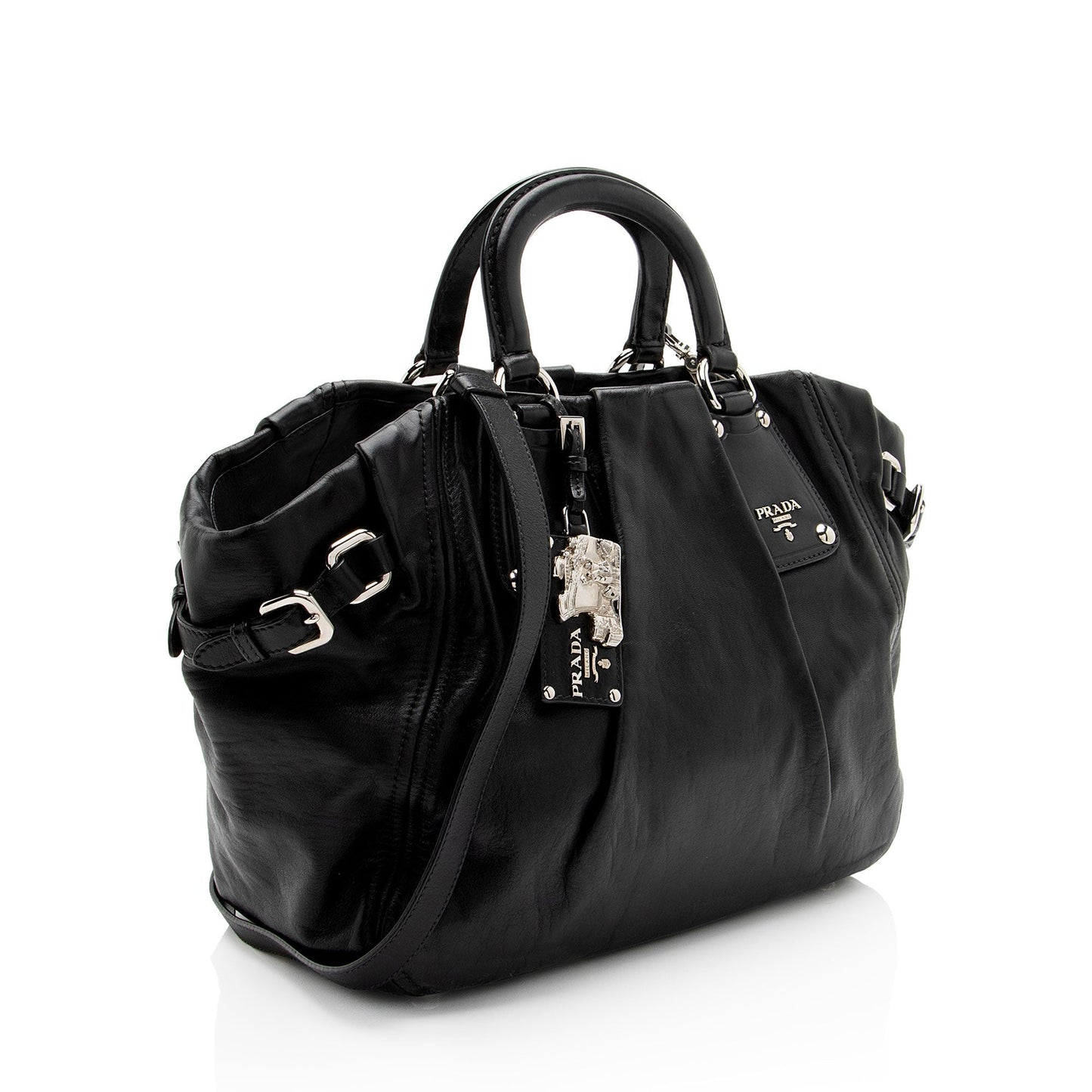 Prada Soft Calf Buckle Satchel