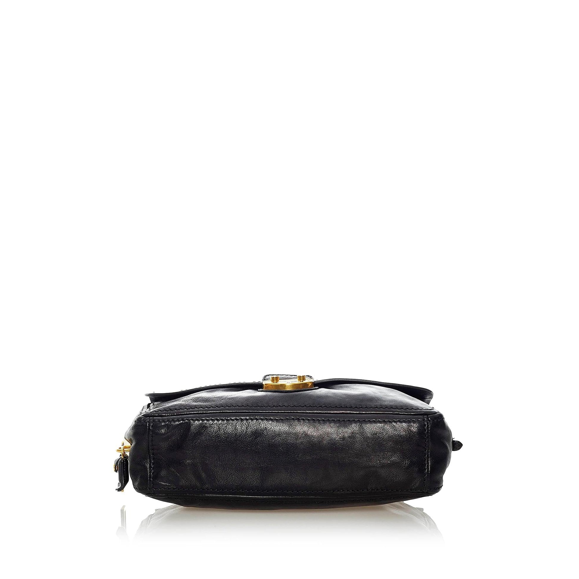 Prada Sound Lock Leather Chain Shoulder Bag (SHG-33005)