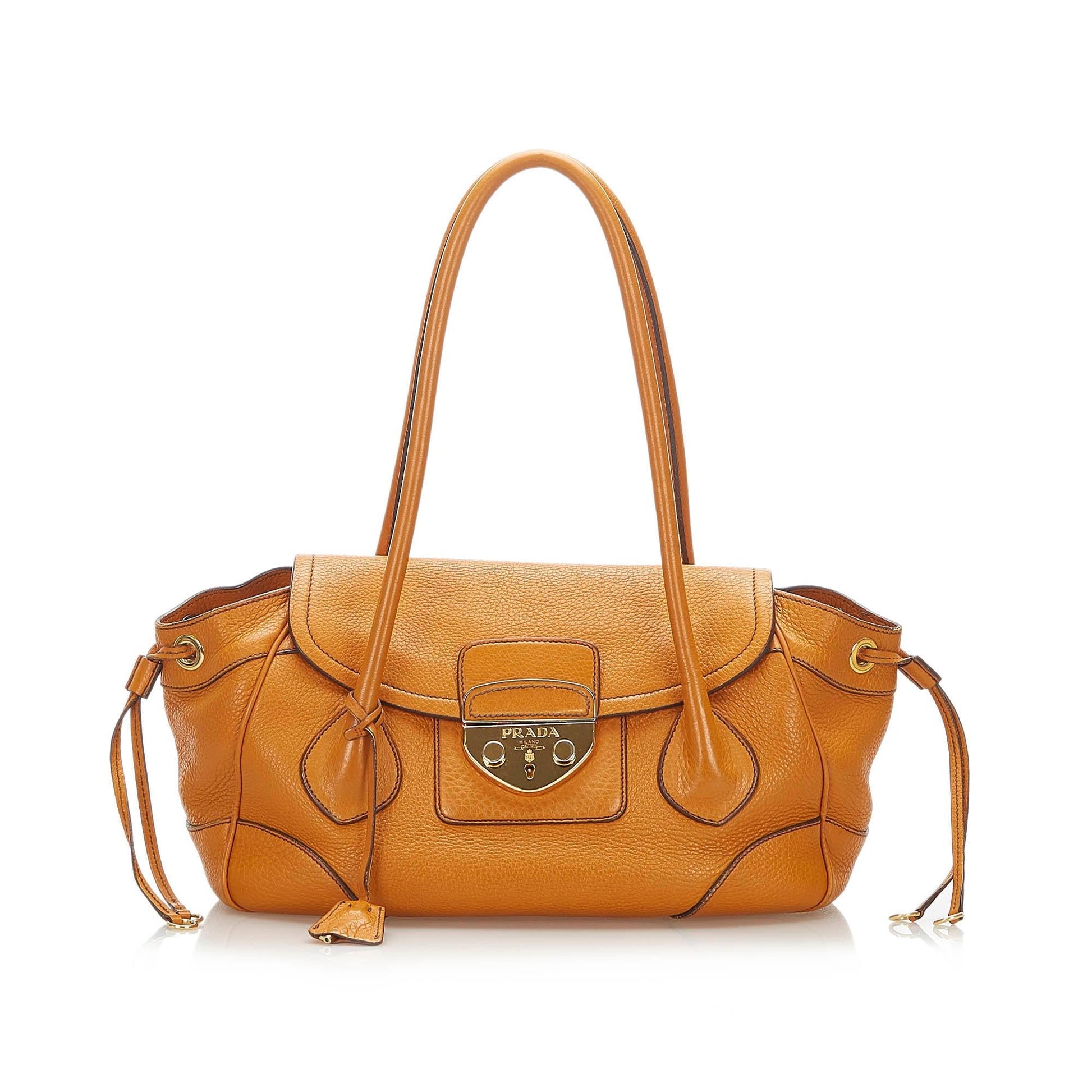 Prada Sound Lock Leather Handbag (SHG-31521)