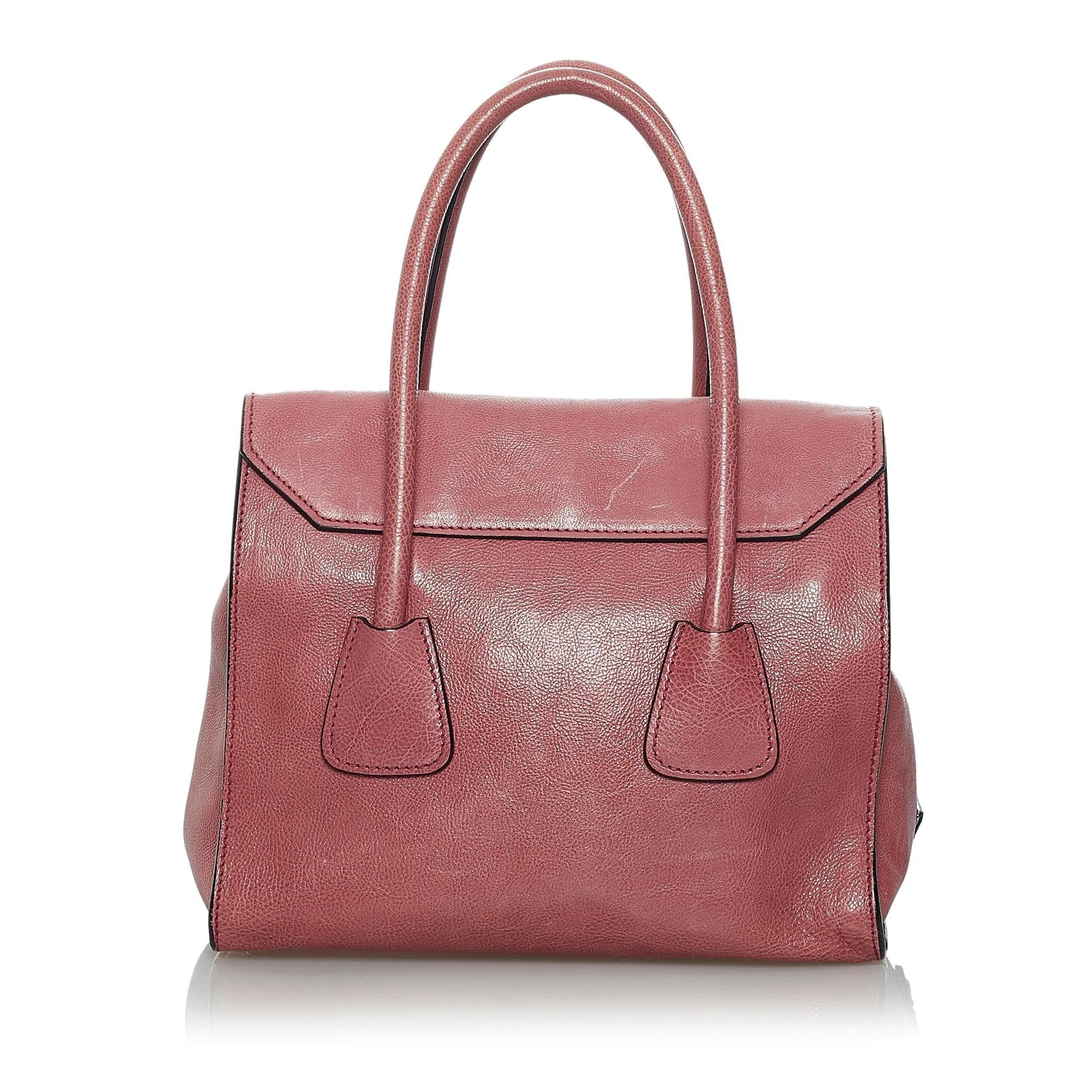 Prada Sound Lock Leather Satchel (SHG-33803)