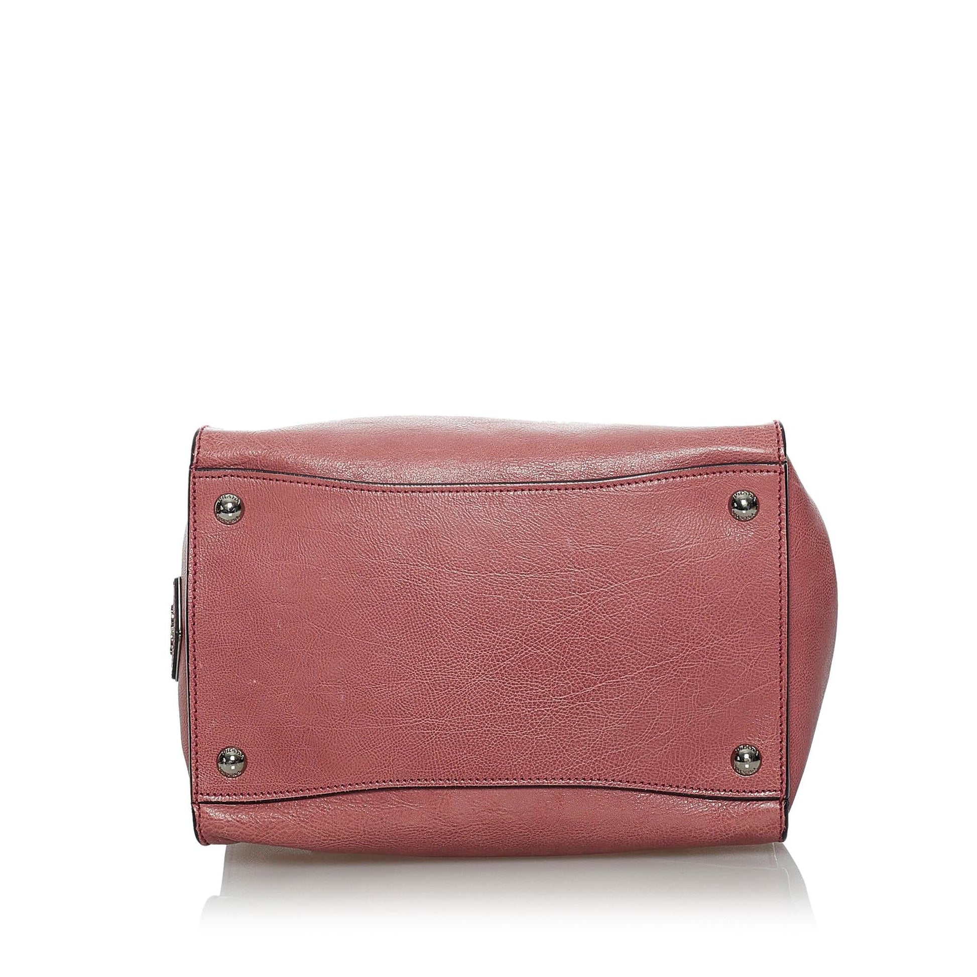 Prada Sound Lock Leather Satchel (SHG-33803)