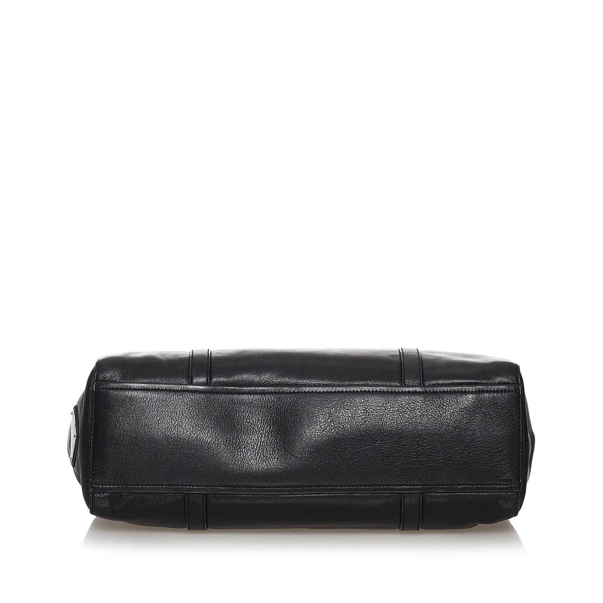 Prada Sound Lock Leather Shoulder Bag (SHG-31442)