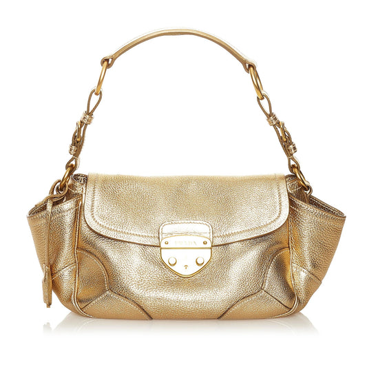 Prada Sound Lock Leather Shoulder Bag (SHG-34617)