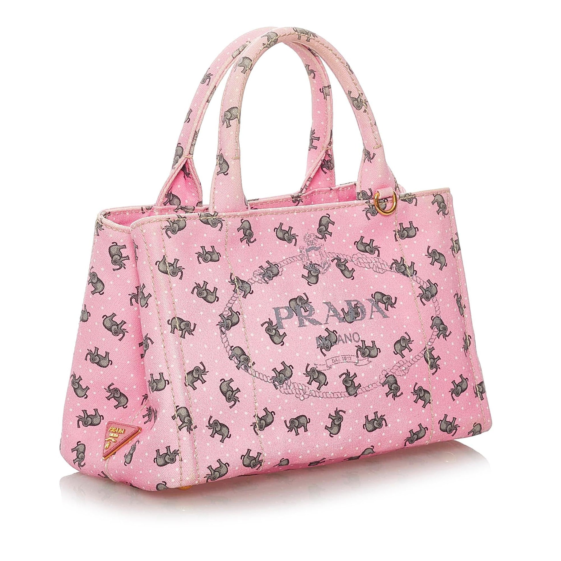 Prada St. Elephant Canapa Logo Canvas Satchel (SHG-27864)